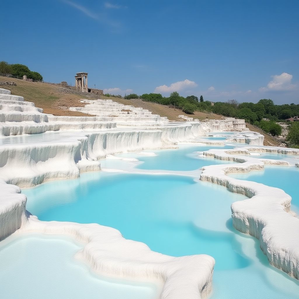 Pamukkale'nin beyaz travertenleri
